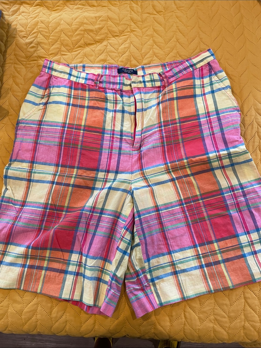 Chaps women’s Pink, yellow, and Orange Plaid Cotton Shorts